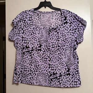 Purple and Navy Patterned Blouse